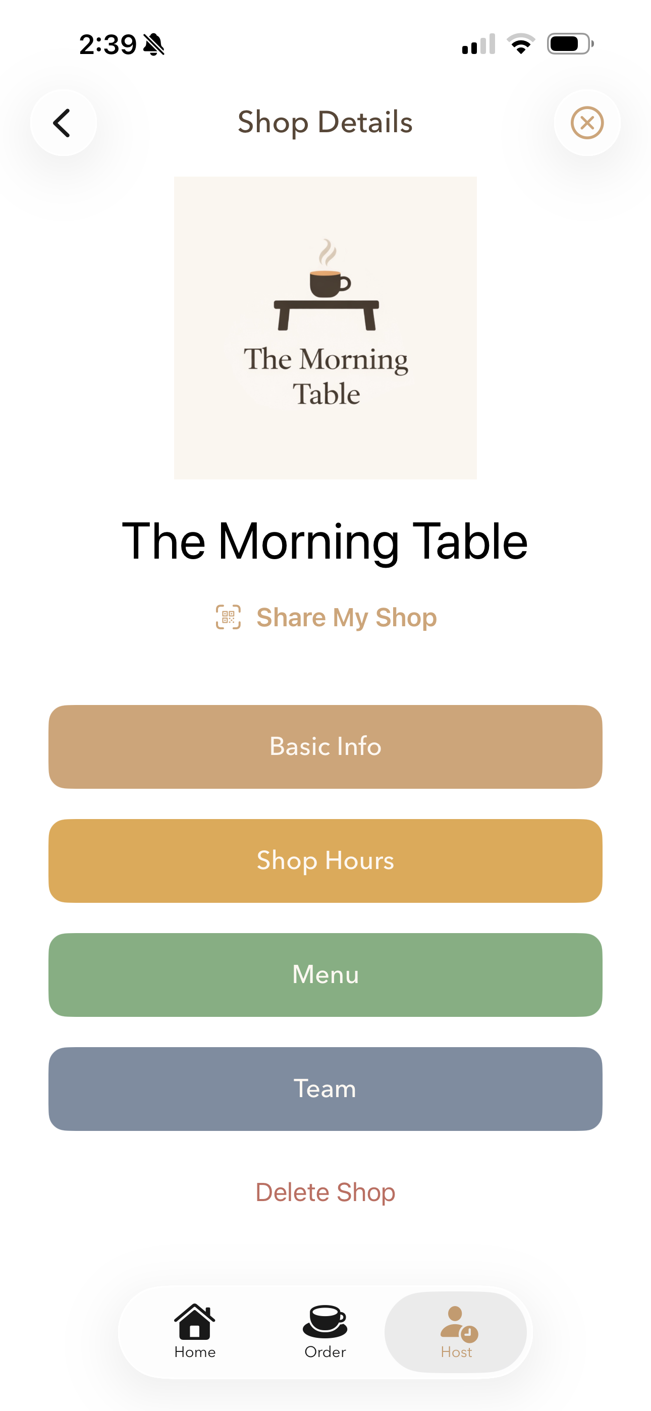 Create a HomeGrind shop and set open hours